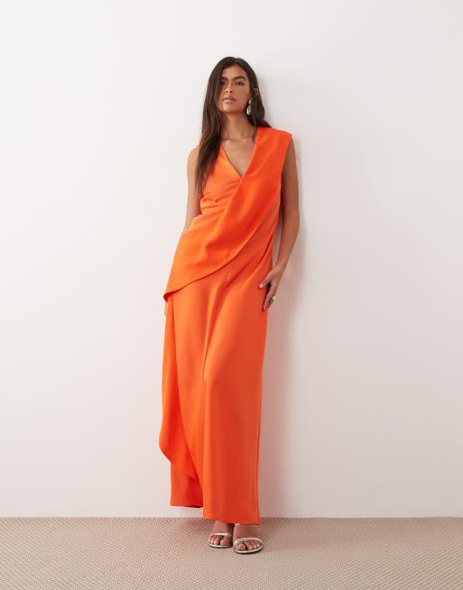 ARRANGE - Vestito al polpaccio senza maniche rosso con pannello a contrasto, 2 di 4