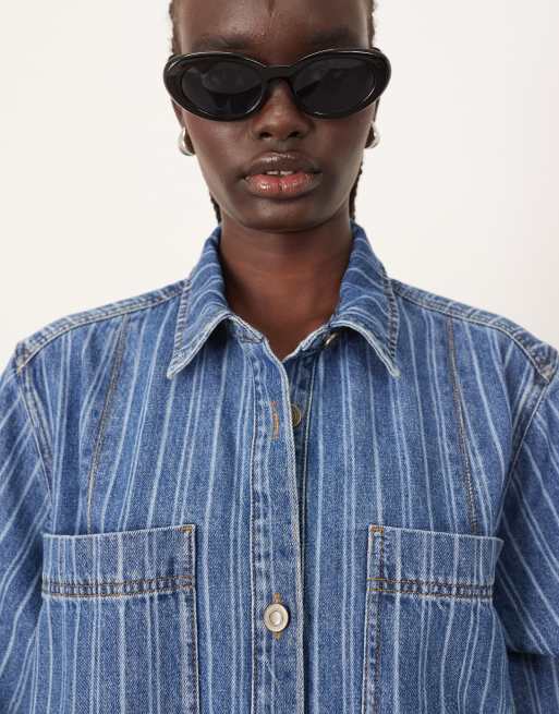 ARRANGE - Vestito camicia corto in denim a righe, 2 di 4