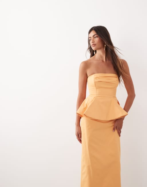 ARRANGE - Vestito lungo a fascia color albicocca stretto in vita, 3 di 4