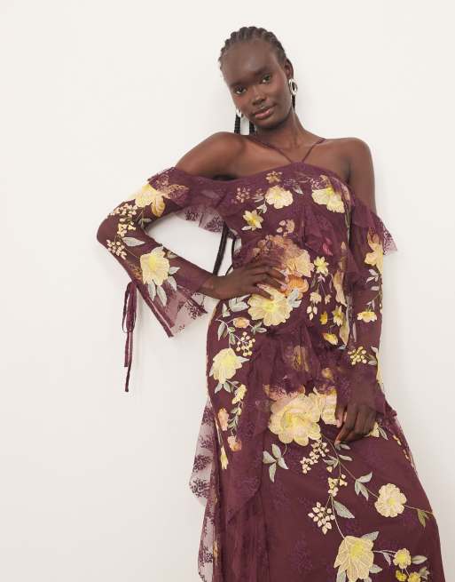 ARRANGE Vestito lungo allacciato al collo con spalle scoperte