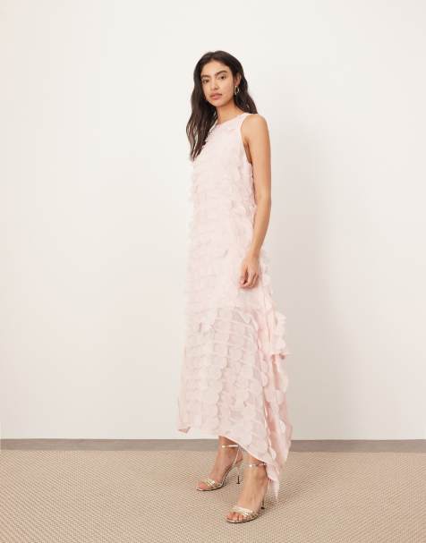 ARRANGE - Vestito lungo rosa con gonna squadrata con vita scesa e design tagliato al laser - view 1