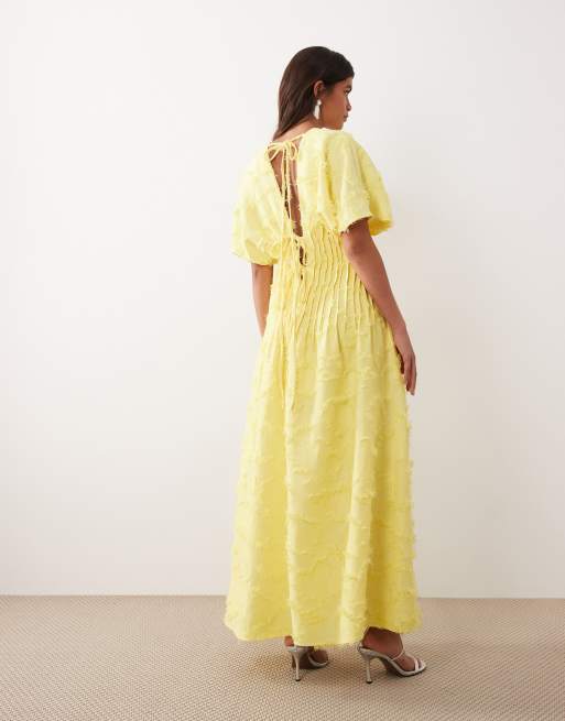 ARRANGE - Vestito lungo testurizzato giallo con pinces, 4 di 4