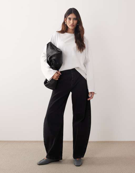 ARRANGE – Vit, långärmad t-shirt i bomull och oversize, 2 av 4