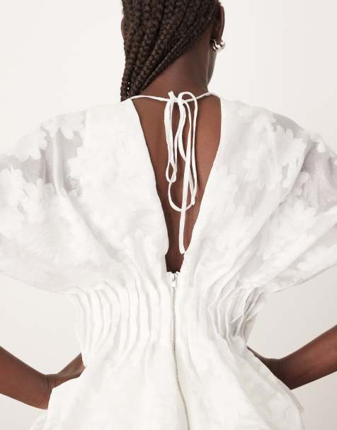 ARRANGE – Vit, småblommig topp i organza med veckad midja, del av set - view 1