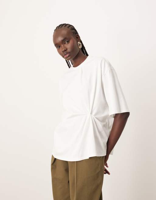 ARRANGE – Vit t-shirt i jersey med knutdetalj