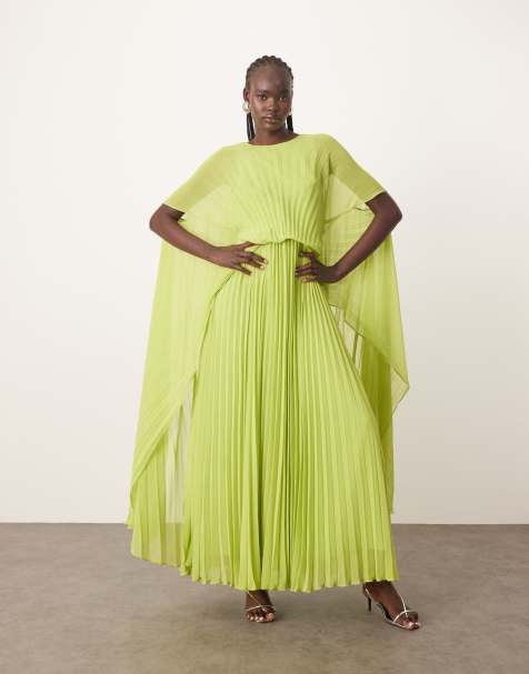 ARRANGE – Voluminöses Chiffon-Maxikleid in Grün mit Plisseefalten und weiten Ärmeln - view 1
