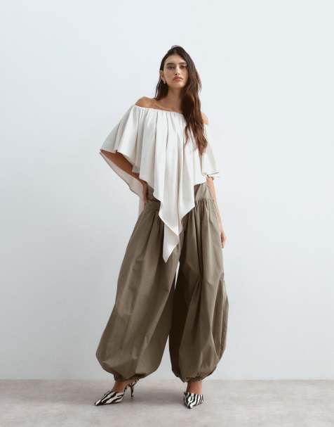 ARRANGE waist seam balloon leg pants in khaki - view 1