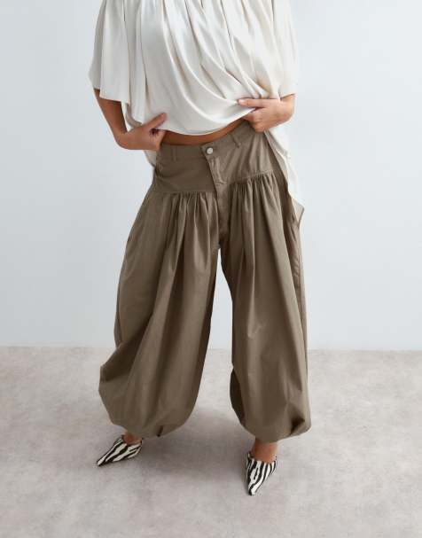 ARRANGE waist seam balloon leg trousers in khaki - view 1