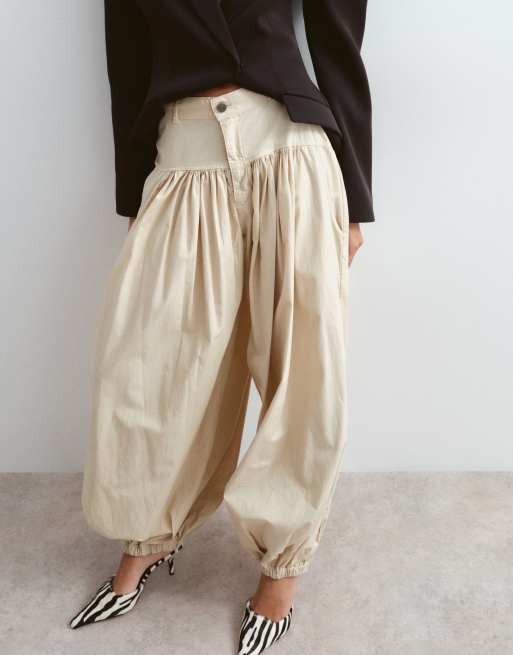 ARRANGE waist seam balloon leg trousers in stone, 2 of 5