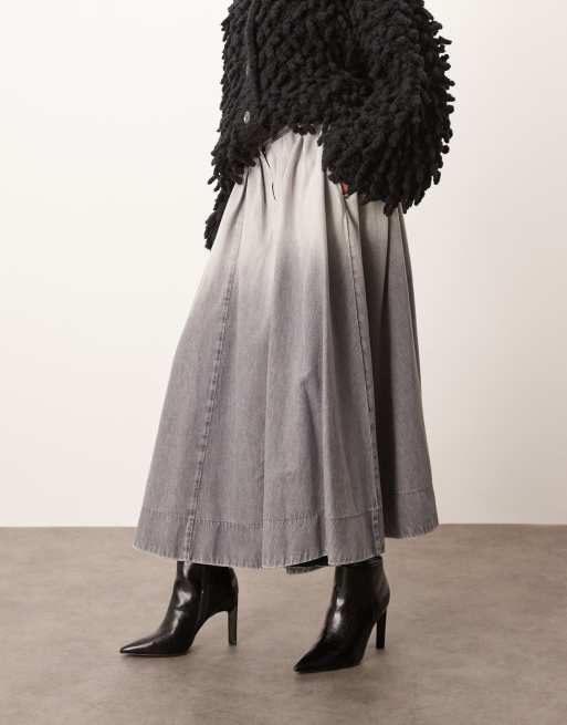 ARRANGE washed denim maxi skirt in grey, 2 of 5