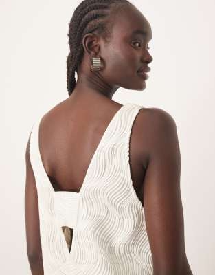 Arrange Wave Textured Plunge Mini Dress In White