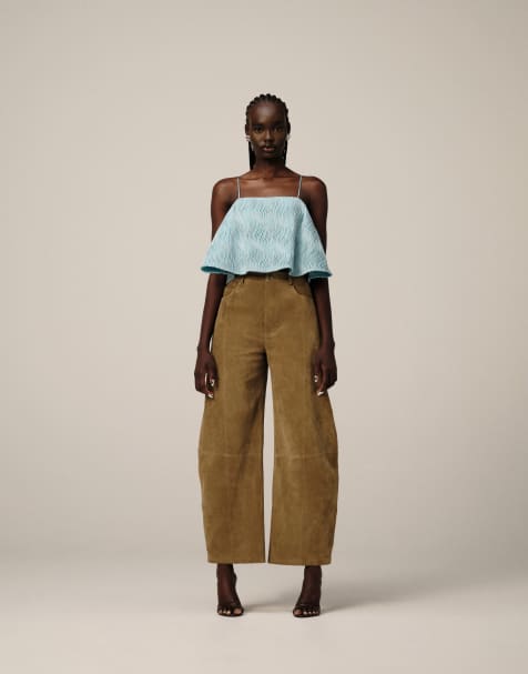 ARRANGE wavey texture structured trapeze cami top in blue - view 1