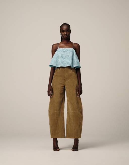 ARRANGE wavy texture structured trapeze cami top in blue