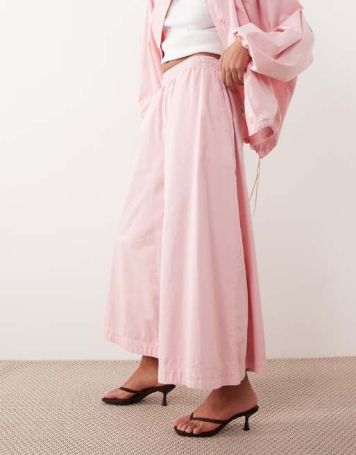 ARRANGE wide leg cropped utility twill pants co ord in pale pink, 2 of 5