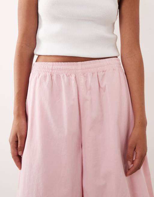ARRANGE wide leg cropped utility twill pants co ord in pale pink, 4 of 5