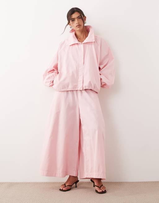 ARRANGE drawcord hem utility twill jacket and trousers co ord in pink, 2 of 3
