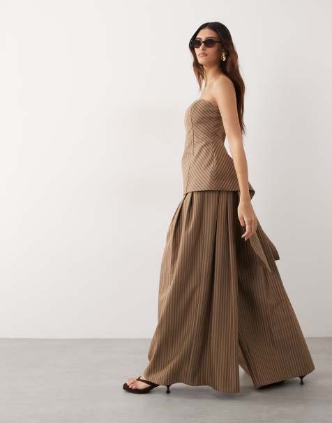 ARRANGE wide leg pants in chocolate stripes - part of a set - view 1