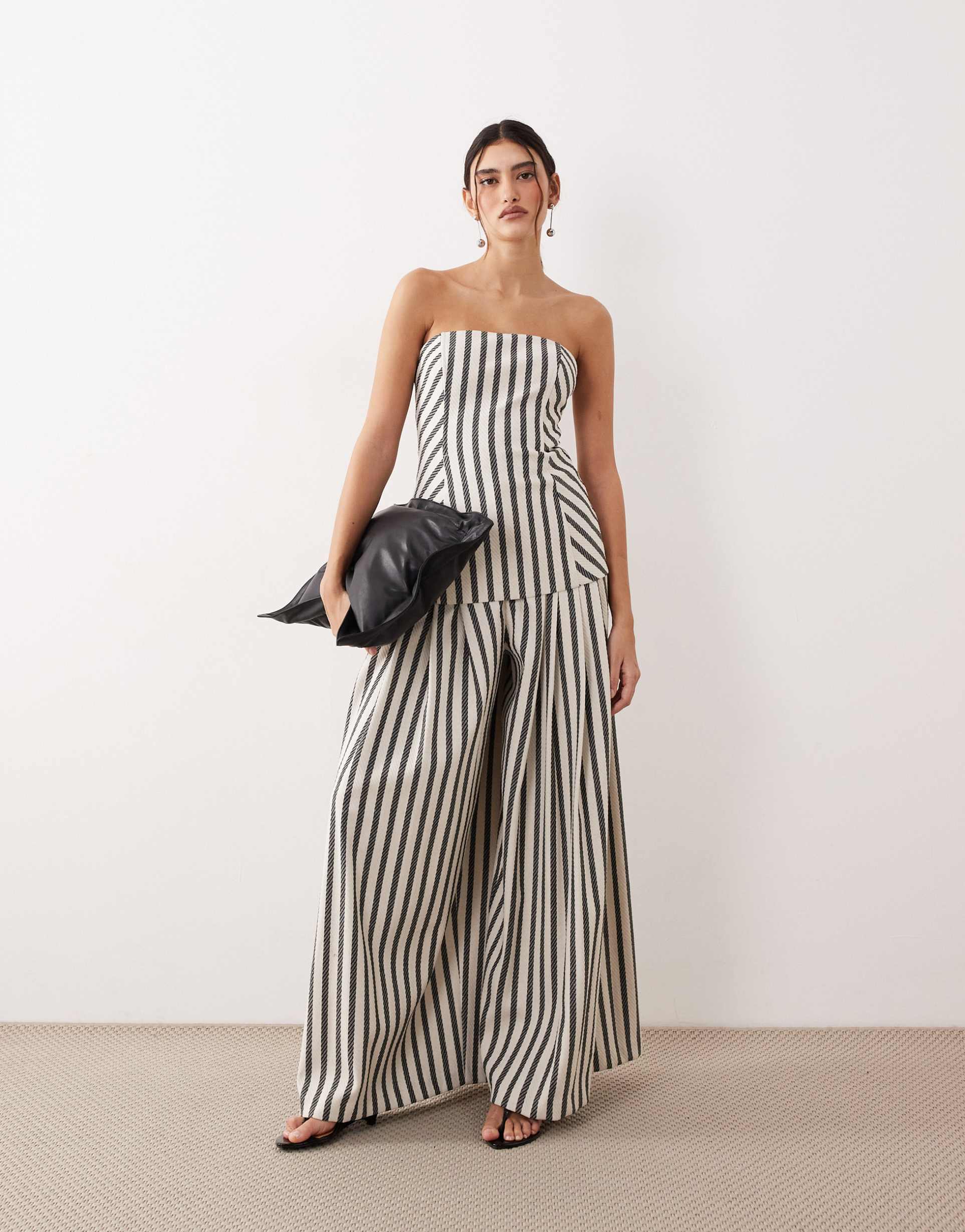 arrange wide leg pants in stripes - part of a set