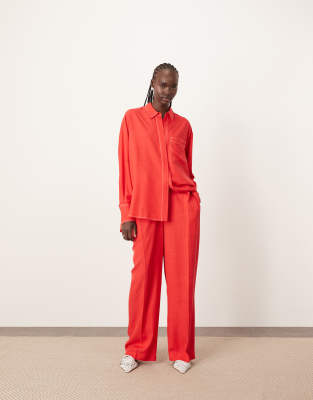 ARRANGE ARRANGE wide leg trouser with contrast stitch co-ord in red