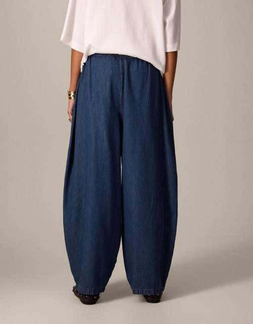 ARRANGE Willa barrel leg pants in soft blue denim