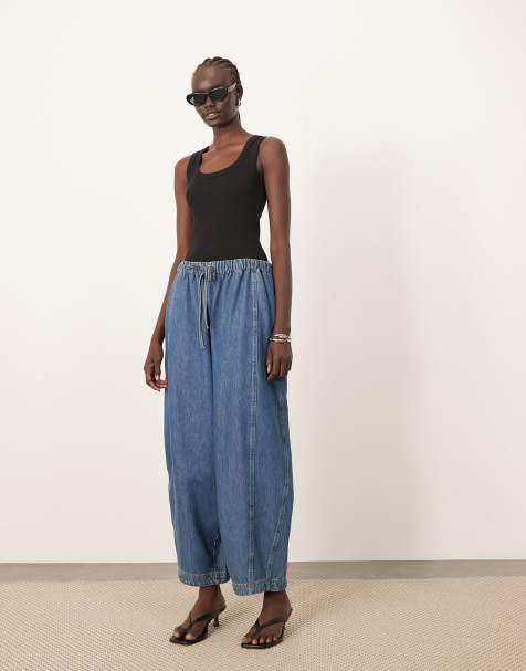 ARRANGE Willa barrel trouser in soft blue denim - view 1