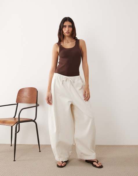 ARRANGE - Willa - Broek met elastische taille met trekkoord in beenwit met wassing - view 1