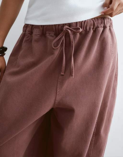 ARRANGE - Willa - Broek met elastische taille met trekkoord in chocoladebruin met wassing, 2 van 5