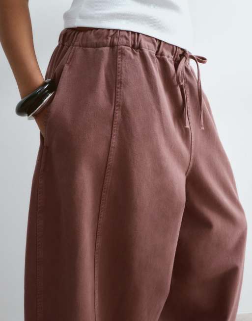 ARRANGE - Willa - Broek met elastische taille met trekkoord in chocoladebruin met wassing, 4 van 5