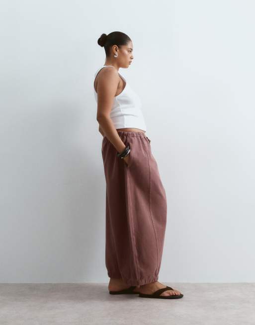 ARRANGE - Willa - Broek met elastische taille met trekkoord in chocoladebruin met wassing, 5 van 5