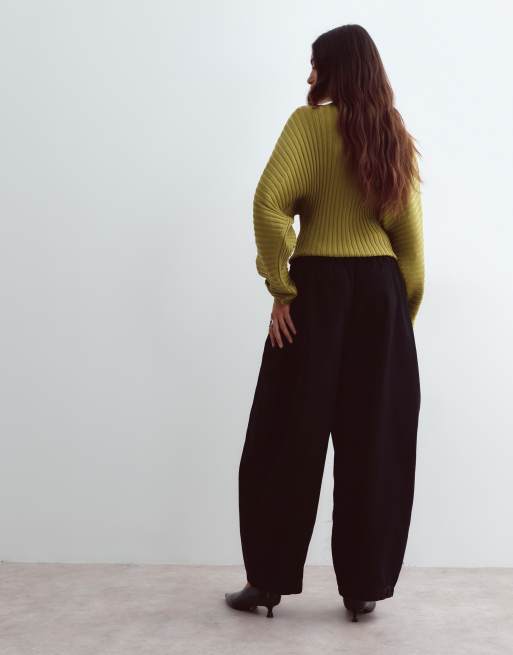 ARRANGE - Willa - Broek met elastische taille met trekkoord in zwart met wassing, 3 van 5