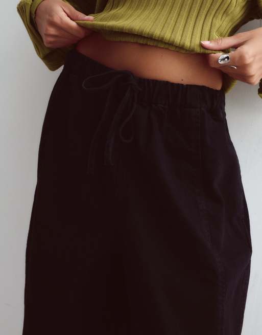 ARRANGE - Willa - Broek met elastische taille met trekkoord in zwart met wassing, 4 van 5