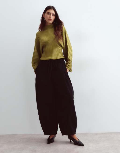 ARRANGE - Willa - Broek met elastische taille met trekkoord in zwart met wassing, 5 van 5