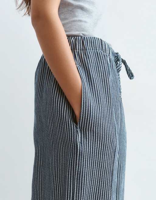 ARRANGE Willa elastic waist drawstring pants in blue stripes - part of a set, 5 of 5