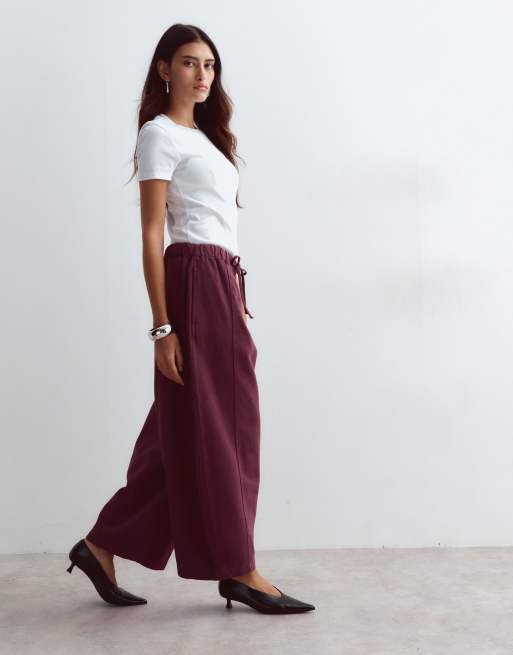 ARRANGE Willa elastic waist drawstring pants in washed burgundy, 5 of 5
