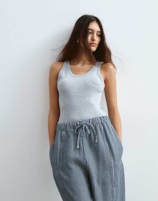 ARRANGE Willa Hose als Set mit elastischem Bund und Kordelzug in blauem Streifenmuster, 4 von 5