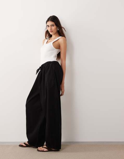 ARRANGE - Willa - Pantalon avec taille élastique à cordon de serrage - Noir délavé - view 1