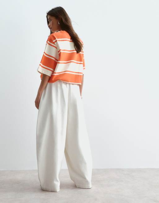 ARRANGE - Willa - Pantalones blanco hueso lavado con cintura elástica con cordón ajustable, 3 de 5