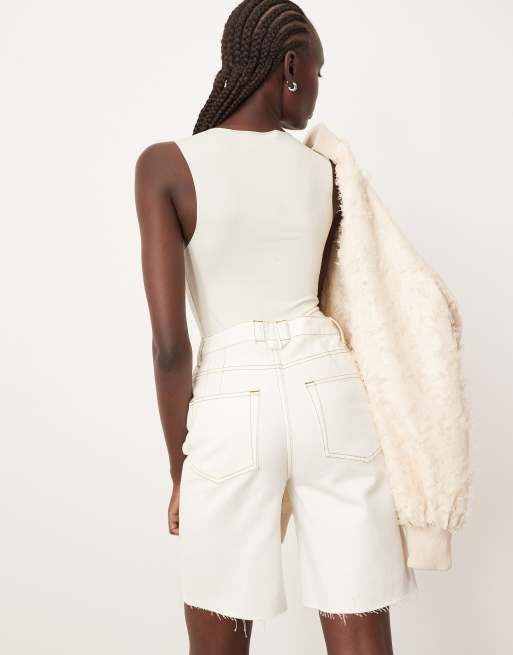 ARRANGE Wilson denim slouchy shorts in ecru, 2 of 5