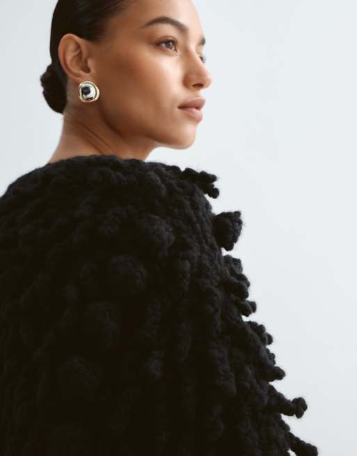 ARRANGE wool heavy knit loopy jacket in black, 2 of 5