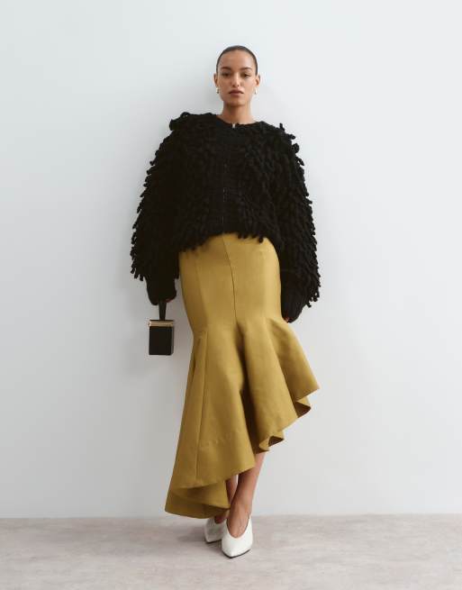 ARRANGE wool heavy knit loopy jacket in black, 3 of 5