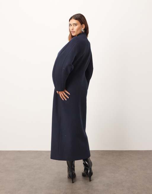 ARRANGE wool mix cinched waist ovoid sleeves coat in navy