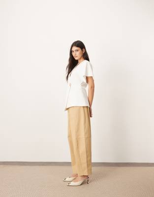 Arrange Wrap Top With Gold Trim Detail In White
