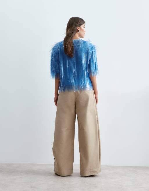 ARRANGE – Wylder – Beige, figursydda byxor med vida ben och hög midja, 5 av 5