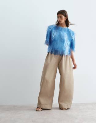 ARRANGE Wylder tailored high waist wide leg pants in stone