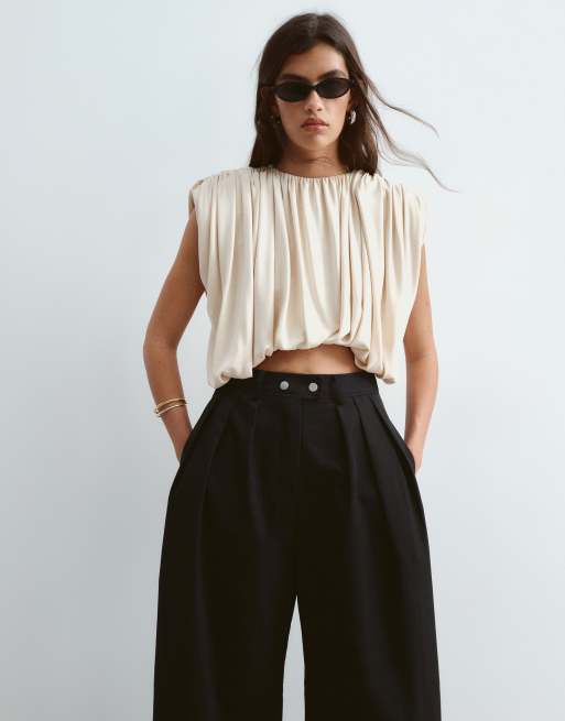 ARRANGE Wylder tailored high waist wide leg trouser in black, 5 of 6
