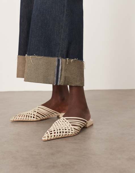 ARRANGE – Zadie – Hochwertige Mules aus Wildleder in Wollweiß mit gewebtem Design - view 1