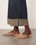 [ARRANGE] ARRANGE Zadie premium suede woven flat mules in camel-Neutral 36 Camel suede