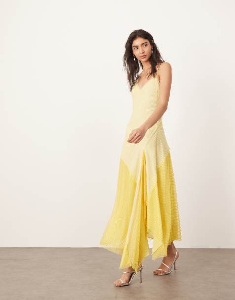 ARRANGE embellished ombre cut about maxi slip dress in yellow
