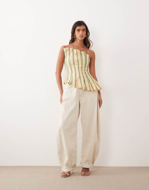 ARRANGE – Żółty profilowany top bandeau w paski, 2 z 4