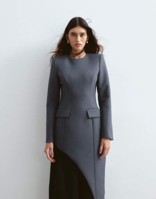 ARRANGE&nbsp;tailored asymmetric longline top in grey, 2 of 7